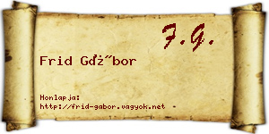Frid Gábor névjegykártya
