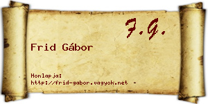 Frid Gábor névjegykártya